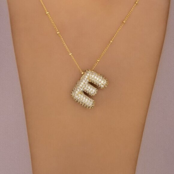 “Hailey” Bubble Bling Letter Necklace - Picture 1 of 5